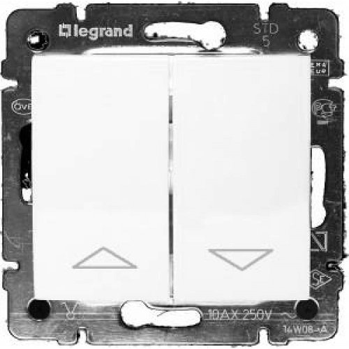 Выключатель жалюзи с фиксацией без рамки Legrand Valena 2-кл. белый картинка